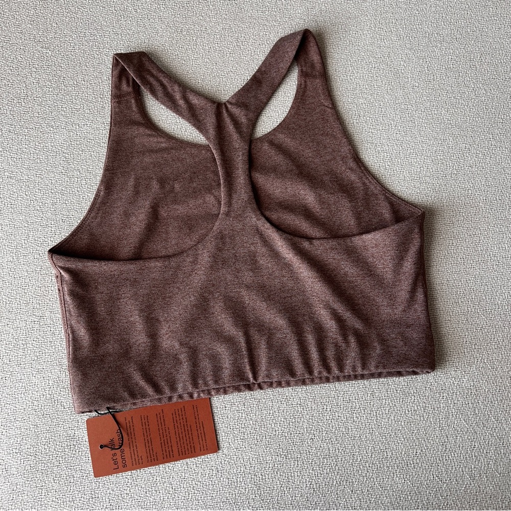 NWT Girlfriend Collective Racerback Halter Sports Bra Large Heather Purple - Picture 2 of 4